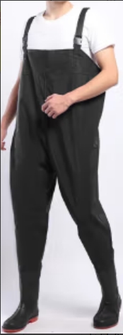 Neutral, water-related pants, belts and rain shoes, half body, mass: waterproof fabric + cow's sole 42 black