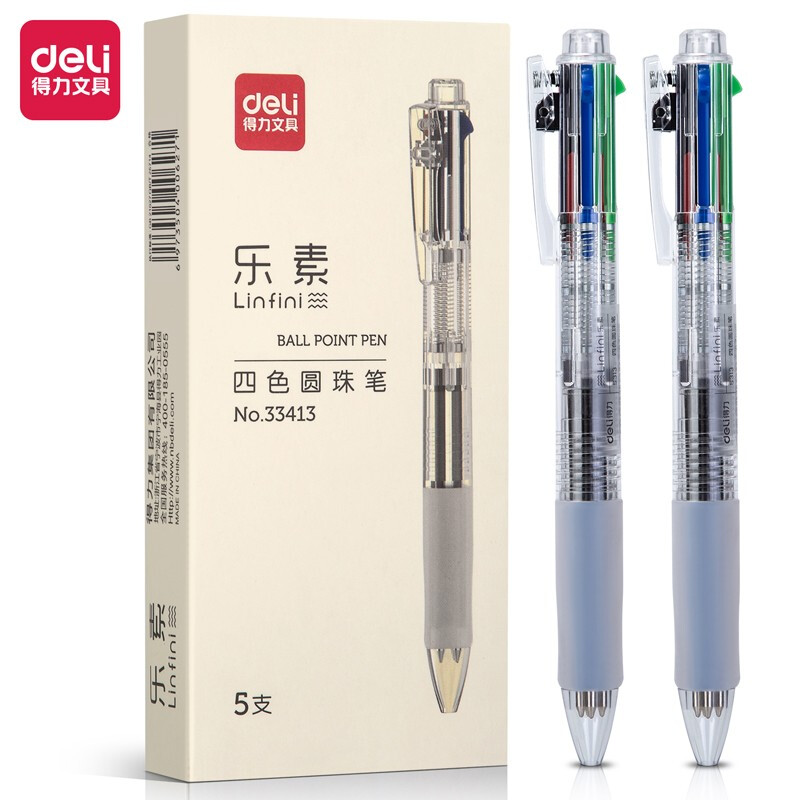 Powerful, four-colour pen DL-33413, 0.7mm bullet, pressing the pen in the pen atoms
