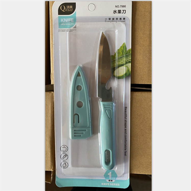 Bright, fruit knife 7986 PP+ stainless steel 200*25mm blue