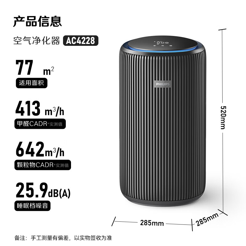 Philip/PHILIPS Air Cleaner AC 4228 Active carbon adsorption 77 m2 47w 642 m3/h