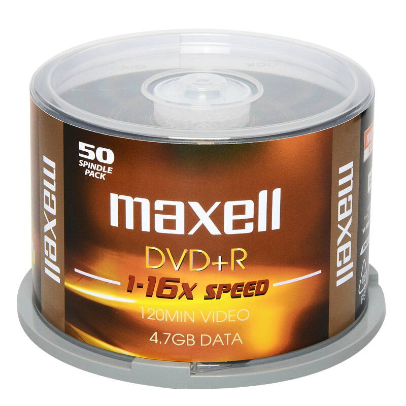 Maxell Burning Disc DVD+R 16-speed 4.7G Yellow Pattern Black Edition 50 pieces in a barrel