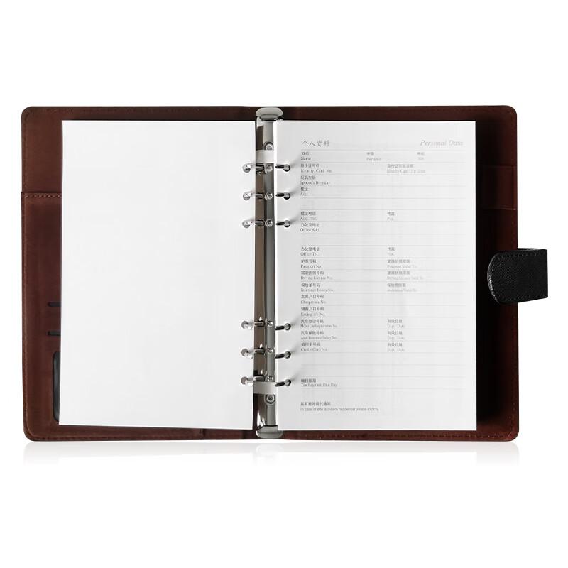 European standard high-grade leather bound loose-leaf series A0860 25K 100 pages inside binder 80g Dowling paper black
