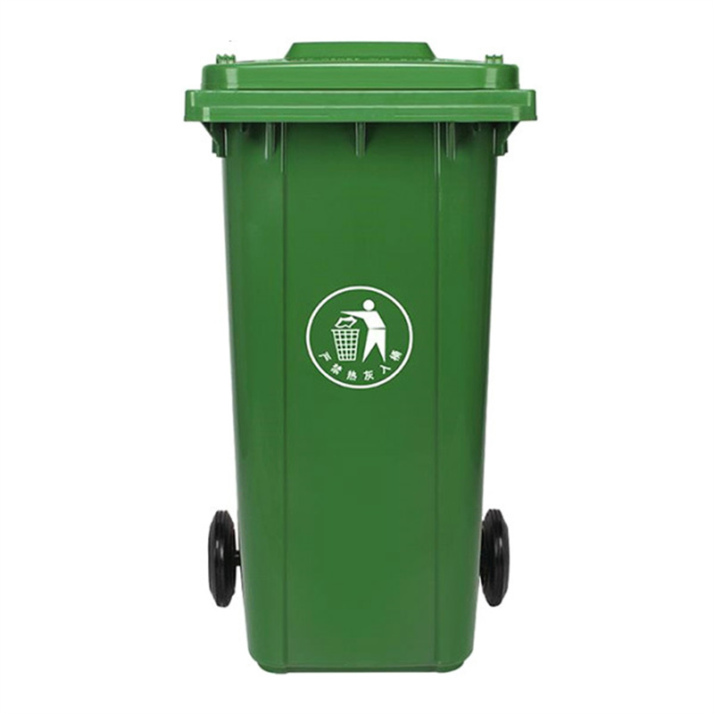 Double small waste bin 240 liters plastic on wheels
