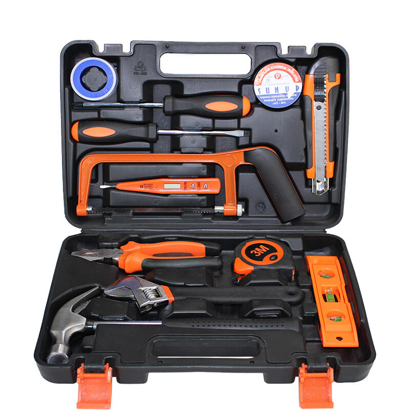 A-TIMES Weibao 13-piece high-quality household tool set GJ-8006-13 GJ-8006-13 Packing list: Tool box * 1 utility knife * 1 insulating tape * 1 screwdriver * 2 claw hammer * 1 tape measure 3M * 1 digital pen * 1 adjustable wrench * 1 vise * 1 raw tape * 1 hacksaw * 1 level * 1 Pack 2 18322 Special for PetroChina