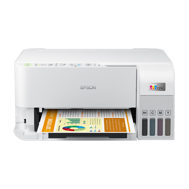 Epson/EPSON inkjet printer L3556 Product gross weight: 5.0kg; Printing function: non-automatic double-sided; Maximum supported format: A4; Wireless printing: Support wireless; Color printing: Support; Basic functions: copy, scan, print; Printer type: Ink tank type; Document feeder: Document feeder is not supported; Connection method: Wi-Fi, USB;