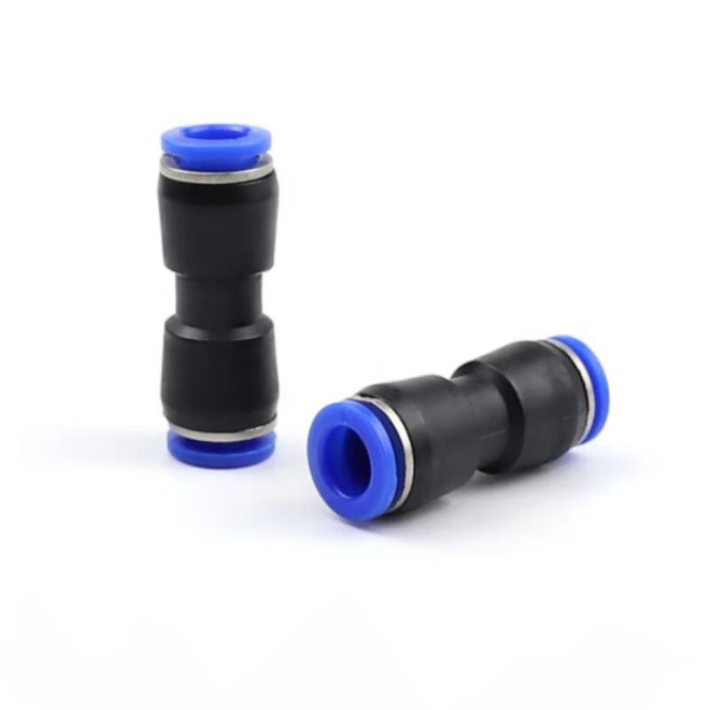 Yingke compressed air pipe reducing joint, reducing diameter from Ф12 to Ф16, steel body with nickel plating + NBR nitrile rubber sealing ring + PBT shell material, guaranteed pressure resistance: 1.0Mpa, applicable air pipe: PU hose, nylon pipe